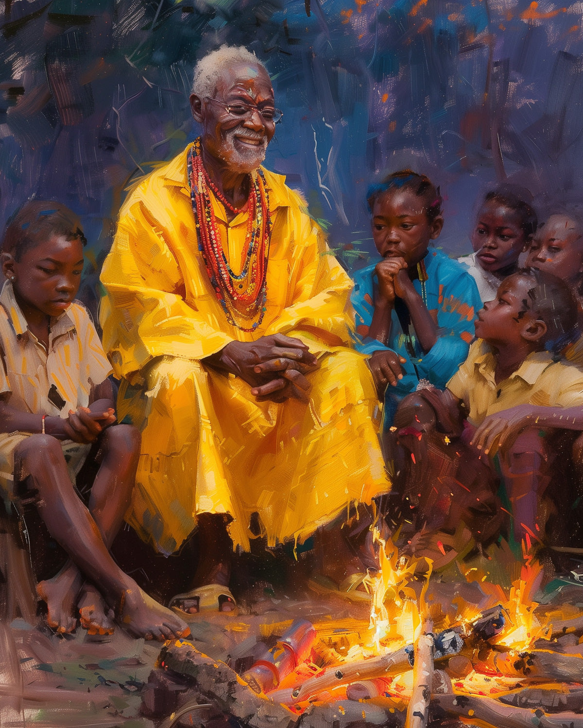 Afrikanischer Geschichtenerzähler – miicreative – Malen nach Zahlen, fix und fertig zum Ausmalen - Vorgefertigtes Design