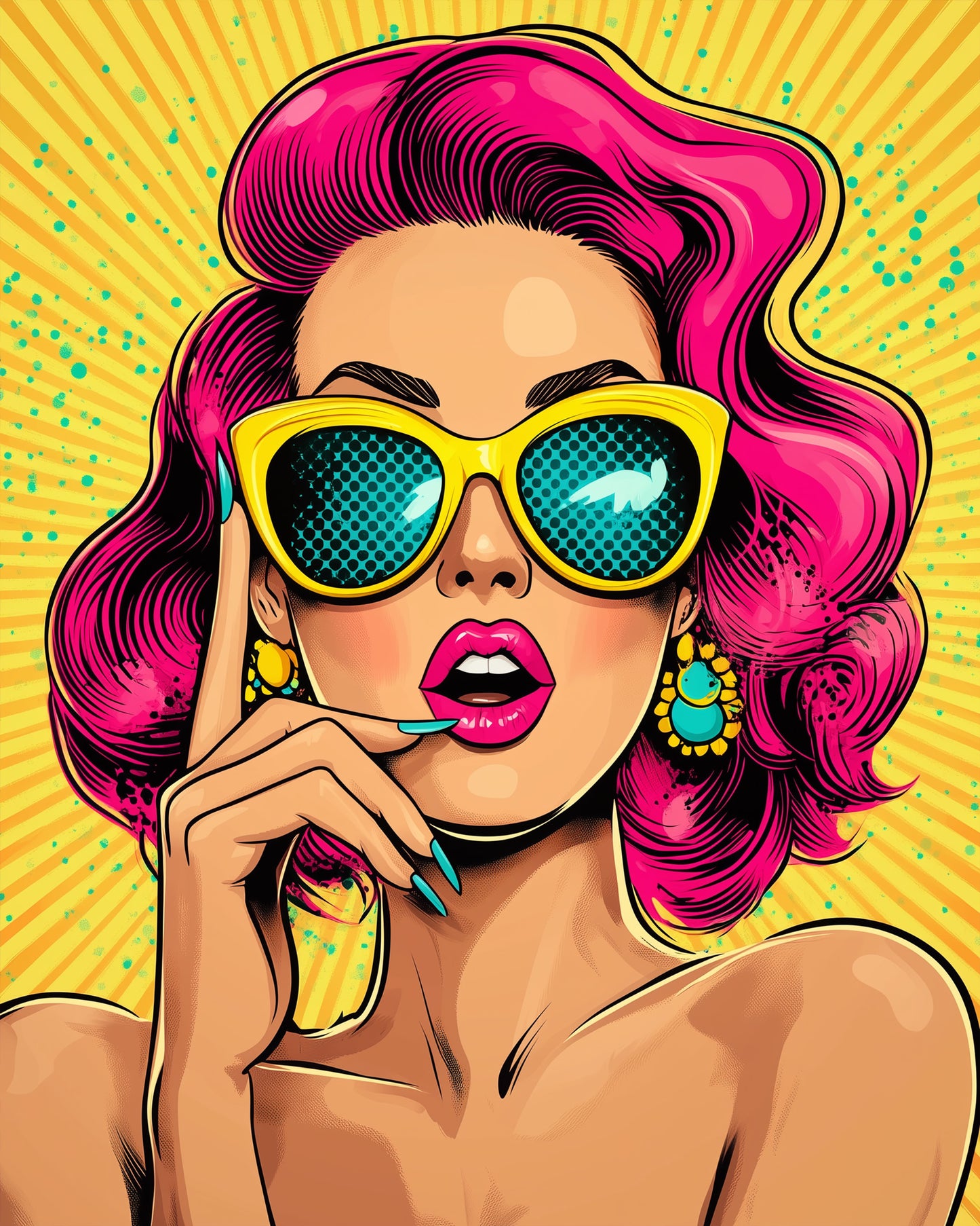 Porträt einer retro-inspirierten Frau. Lebhafte Farben mit Malen nach Zahlen und miicreative fördern kreative Entspannung.