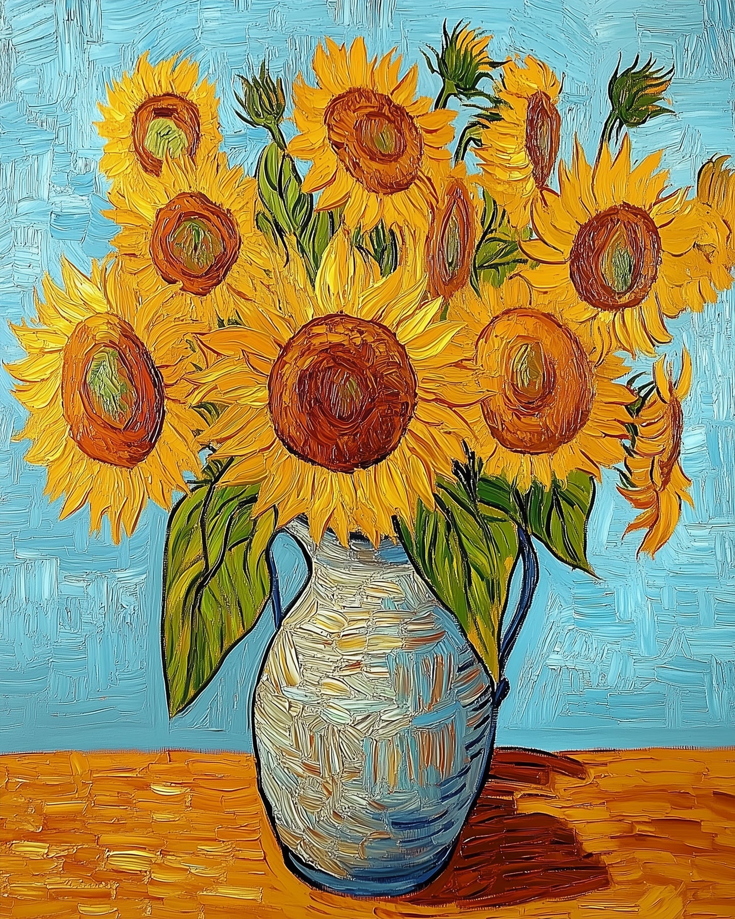 Strahlende Sonnenblumen von miicreative in einem Malen nach Zahlen Set. Entspannende Farben, perfekt für kreative Auszeiten.