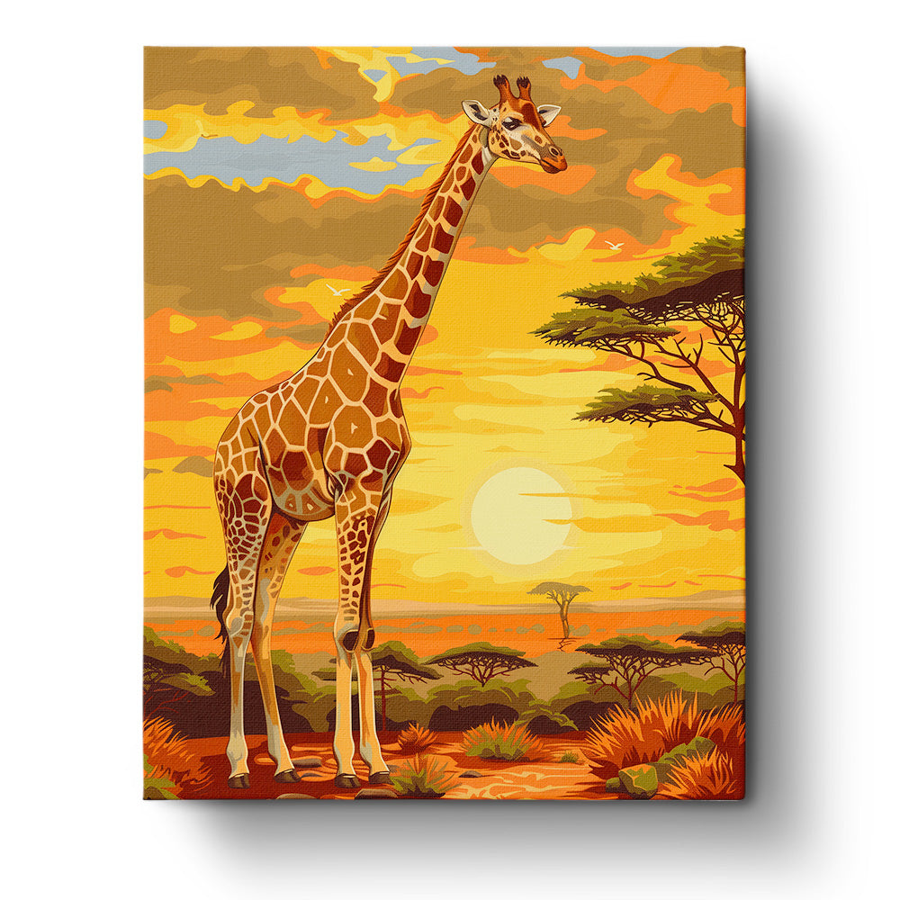 Giraffe in afrikanischer Landschaft – miicreative – Malen nach Zahlen, fix und fertig zum Ausmalen - Vorgefertigtes Design