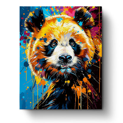 Liebevoll gestalteter, bunter Panda mit leuchtenden Farben aus dem 'Farbenfroher Panda - Abstract Animals' Kit von miicreaitve. Ein inspirierendes Kunstwerk, das Kreativität und Achtsamkeit fördert.