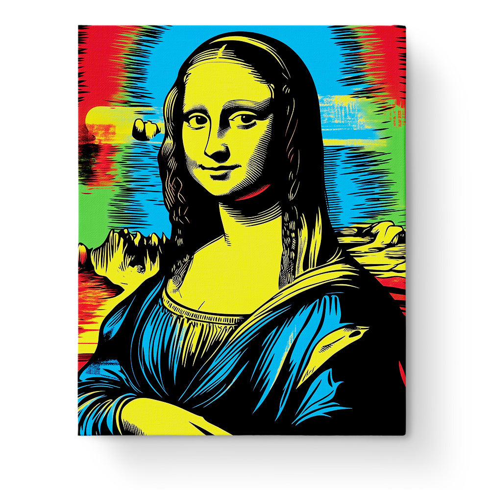 Ein Pop Art Bild der Mona Lisa in lebhaften Farben, von miicreative. Ideal für Malen nach Zahlen und kreative Entspannung.