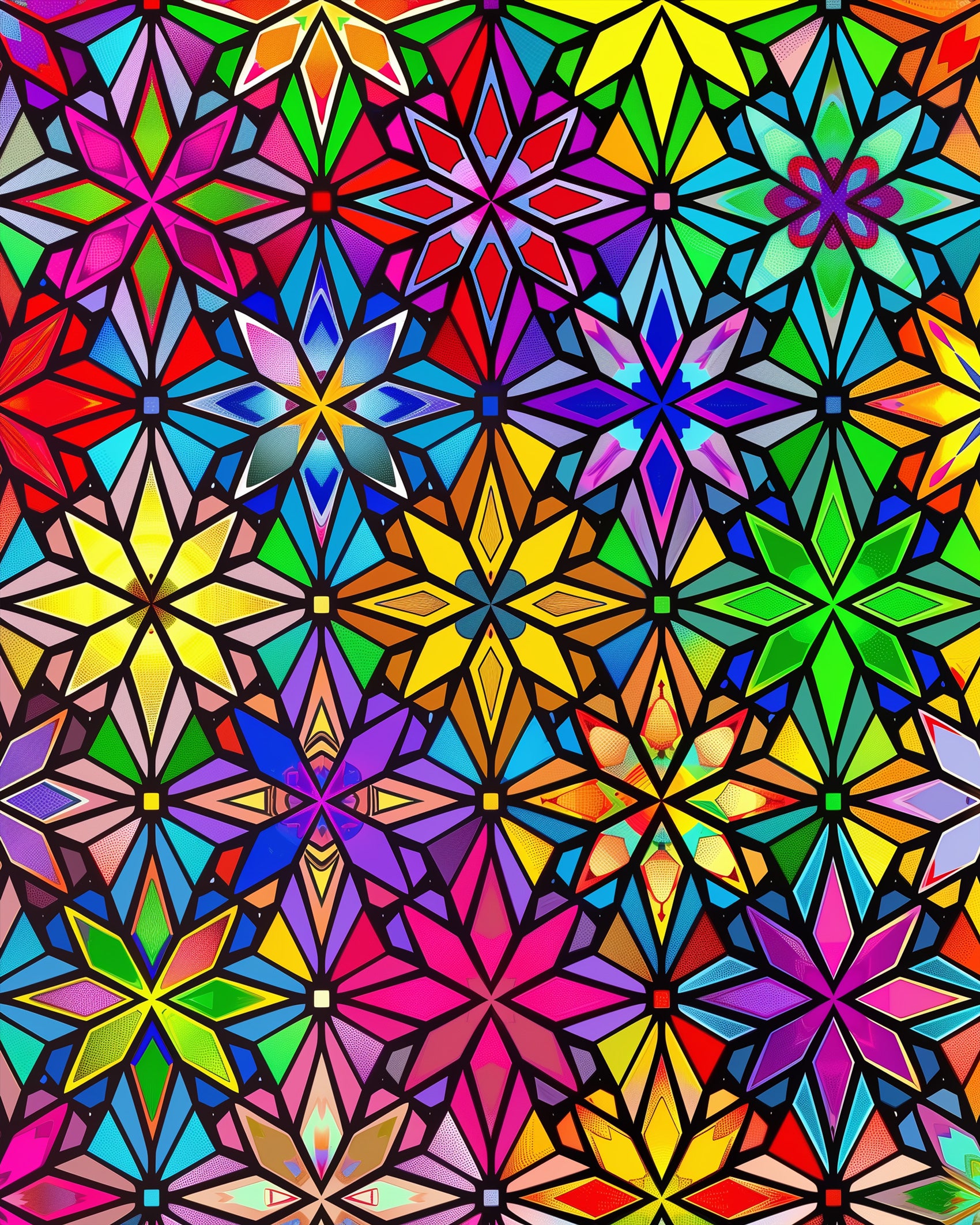 Ein lebendiges Mandala-Bild von miicreaitve, das Farbenmeer der Mandalas zeigt. Ein Kaleidoskop aus bunten Farben und komplexen Mustern betont den meditativ-kreativen Aspekt des Kits.