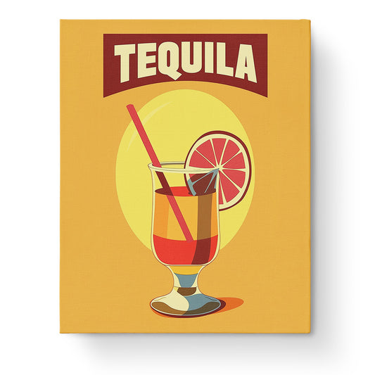 Tequila und Zitrusfreude - Minimalistic von miicreative. Ein stilvolles Glas mit Zitrusscheibe und Strohhalm. Perfekt für entspannte Kreativität mit Malen nach Zahlen.