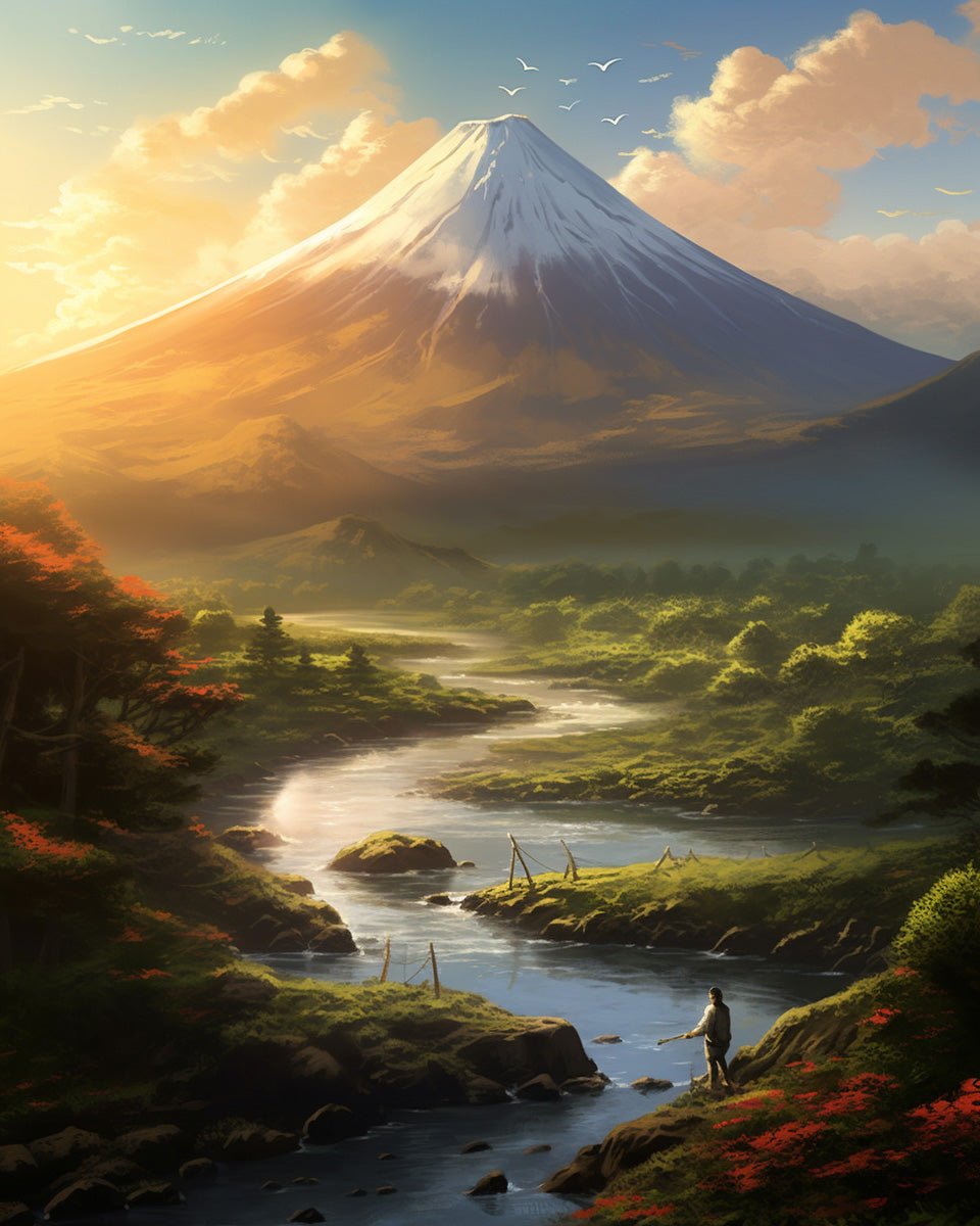 Mount Fuji - Fertiges Paint By Number Malen nach Zahlen Set - für Anfänger und Fortgeschrittene